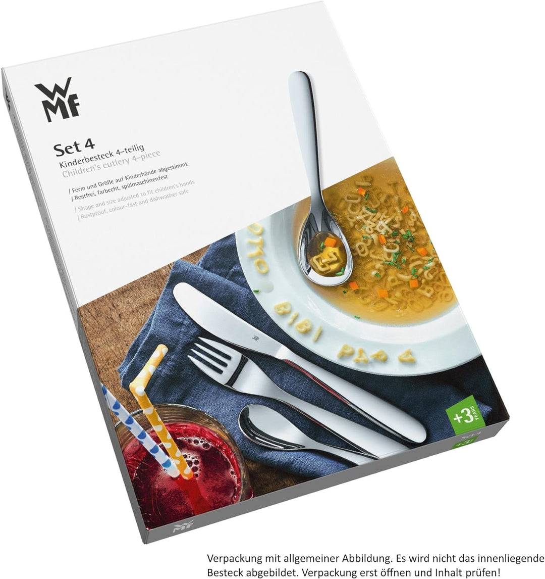 WMF Kinderbesteck Set Gravurbesteck, 4-teilig, Kinderbesteck Edelstahl, Besteck Kinder ab 3 Jahre, C