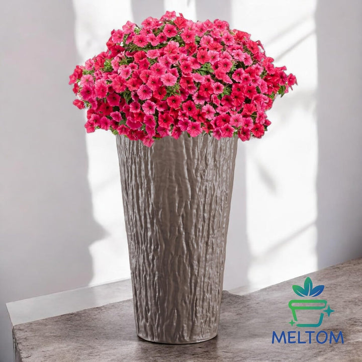 MELTOM Blumenkübel Blumentopf Rund Slim Pflanzkübel mit Herausnehmbaren Einsatz DEKORATIV (Braun, XL
