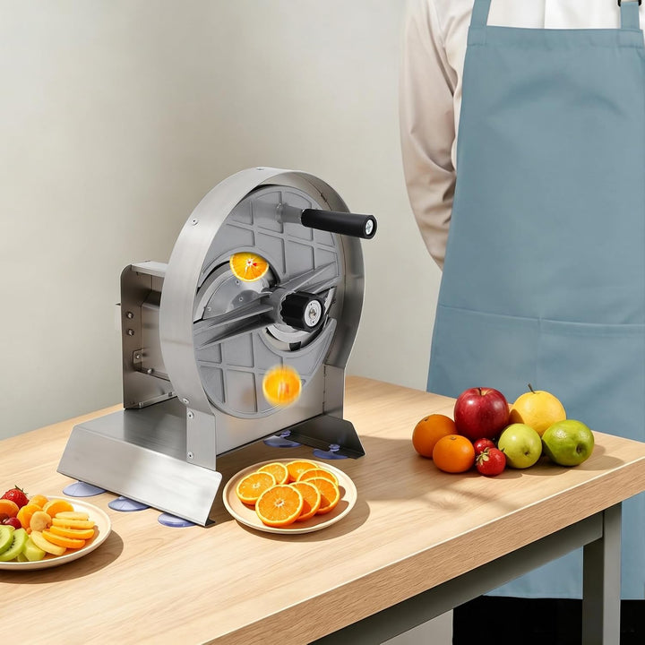 Manueller Lebensmittelschneider Gemüsescheibenschneider Obstschneider | Gastronomie mit 6 Saugnäpfe,