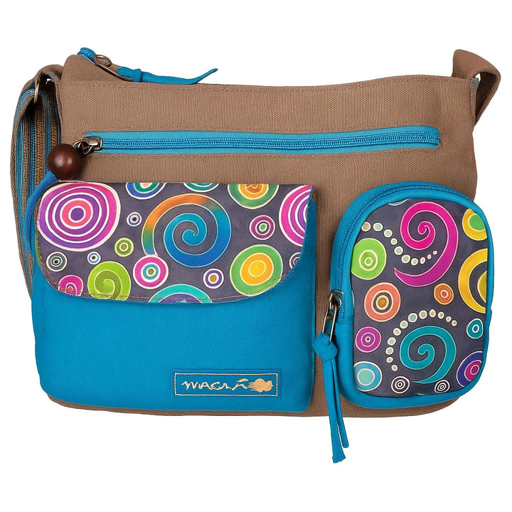 Macha Ethnische indische ethnische Baumwolle und Leder Schultertasche für Frauen Grau, Grau