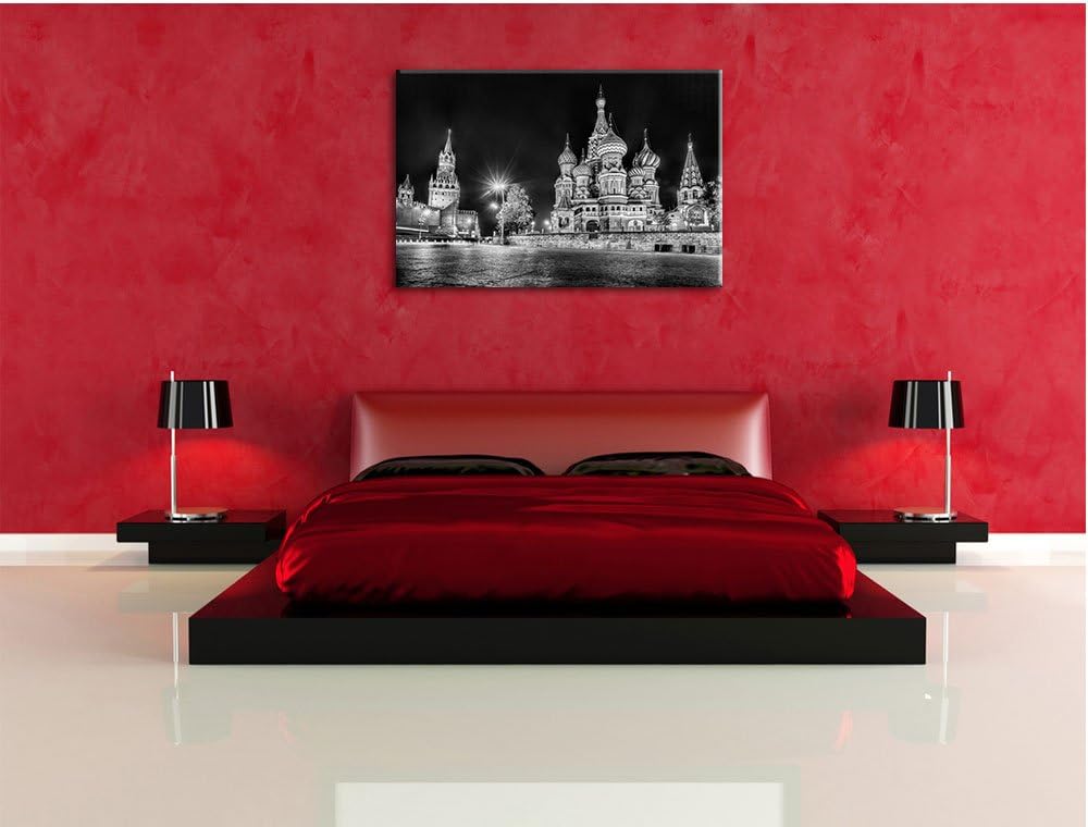 Pixxprint Basilius Kathedrale in Moskau / 100x70cm Leinwandbild bespannt auf Holzrahmen/Wandbild Kun