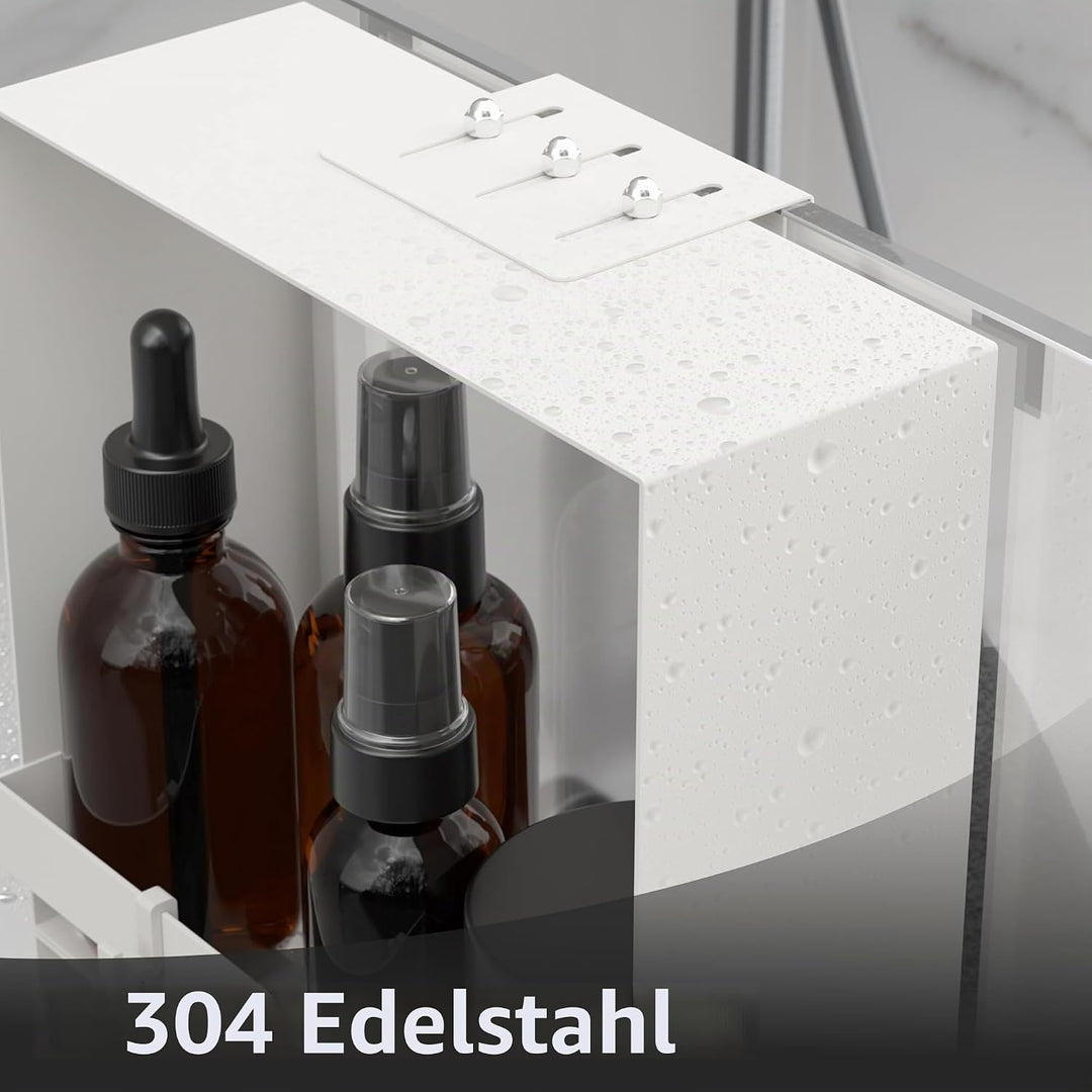 Duschablage zum Hängen, 3. Stock Duschablage 0hne Bohren Mattweiss, Badezimmer Organizer mit 4 Saugn