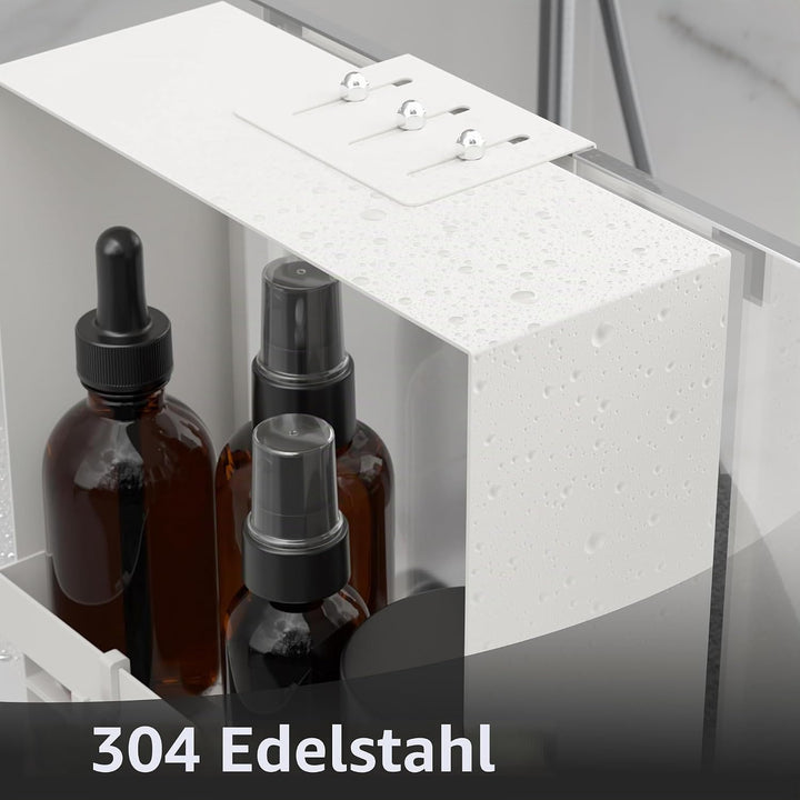 Duschablage zum Hängen, 3. Stock Duschablage 0hne Bohren Mattweiss, Badezimmer Organizer mit 4 Saugn