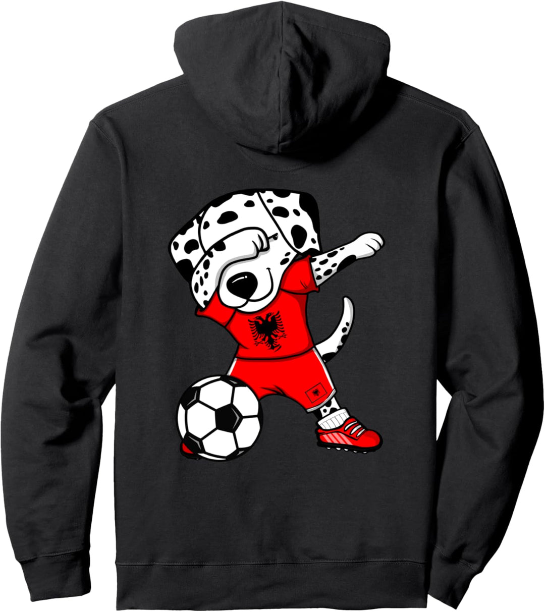 Dabbing Dalmatiner Hund Albanien Fussball Albanische Flagge Pullover Hoodie
