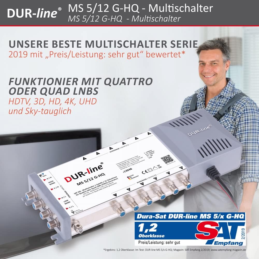 DUR-line MS 5/12 G-HQ - Multischalter - Made in Germany - SAT Multischalter für 12 Teilnehmer/TV - s