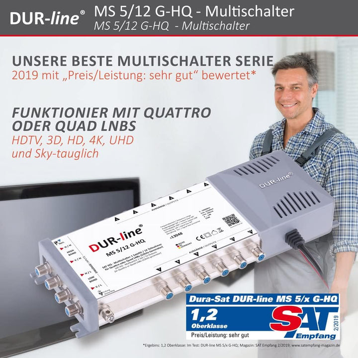 DUR-line MS 5/12 G-HQ - Multischalter - Made in Germany - SAT Multischalter für 12 Teilnehmer/TV - s