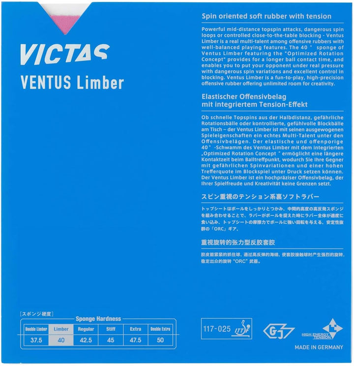 VICTAS Belag Ventus Limber Schwarz 2,0 mm, Schwarz 2,0 mm