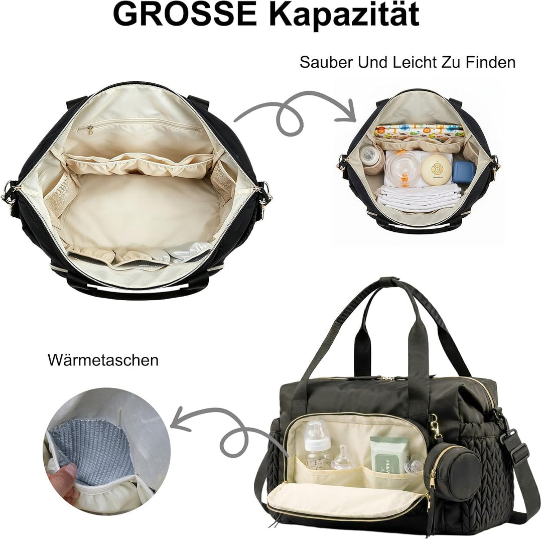 Wickeltasche Gross - Wickeltasche Kinderwagen mit Wickelunterlage, Multifunktionale Bag für Mommy, D