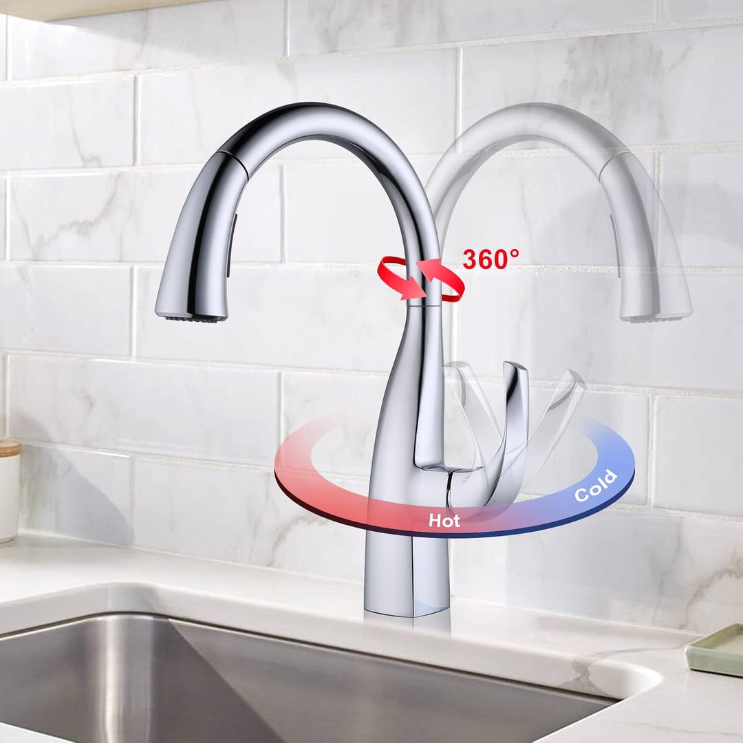 ARCORA Küchenarmatur mit Ausziehbarer Brause, 360° Schwenkbarer Wasserhahn für die Küche, 2 Strahlar