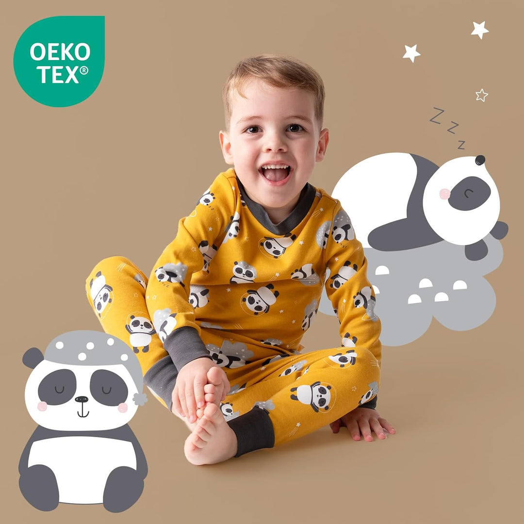 schlummersack Kinder Schlafanzug/Pyjama aus 100% Bio Baumwolle 122 Panda, 122 Panda