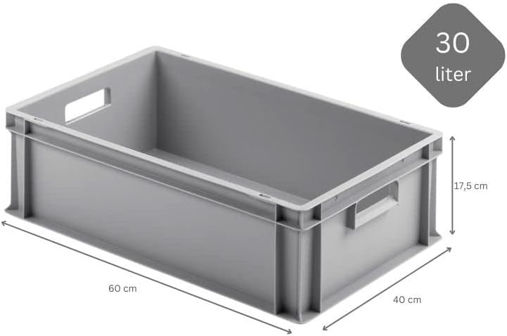 SparSet 10x Eurobehälter mit offenem Griff | HxBxT 17,5x40x60cm | 30 Liter | Grau | Eurobox, Transpo