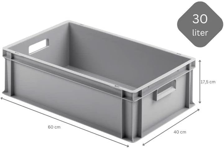 SparSet 10x Eurobehälter mit offenem Griff | HxBxT 17,5x40x60cm | 30 Liter | Grau | Eurobox, Transpo