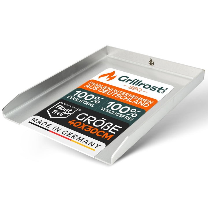 Edelstahl Grillplatte | Plancha 40x30cm - Universalgrösse | 4mm Massiv - Made in Germany, 40x30cm -