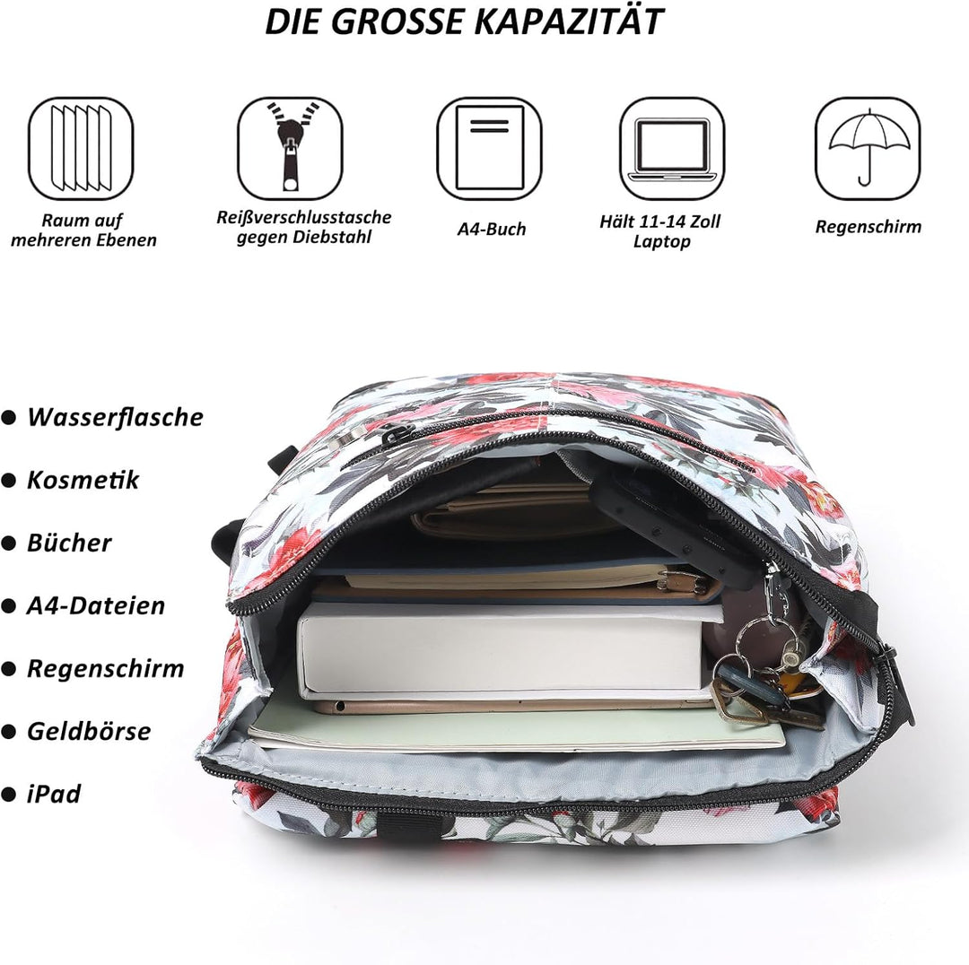 TANTOMI Rucksack Damen Tagesrucksäcke mit Laptopfach & Anti Diebstahl Tasche Reiserucksack Damen Lap