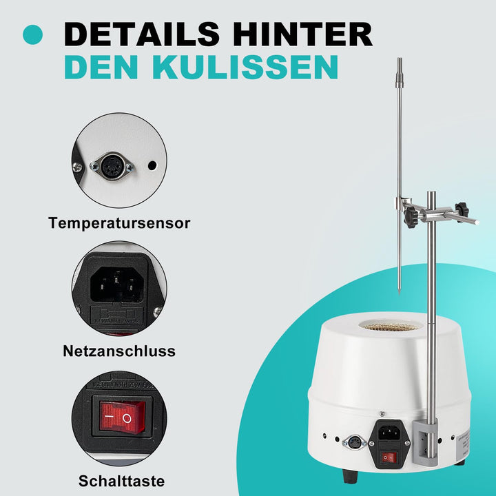 JOANLAB Labor Heizmantel 1000ml Elektrischer Laborheizungsmantel mit Magnetrührer, digitale Temperat