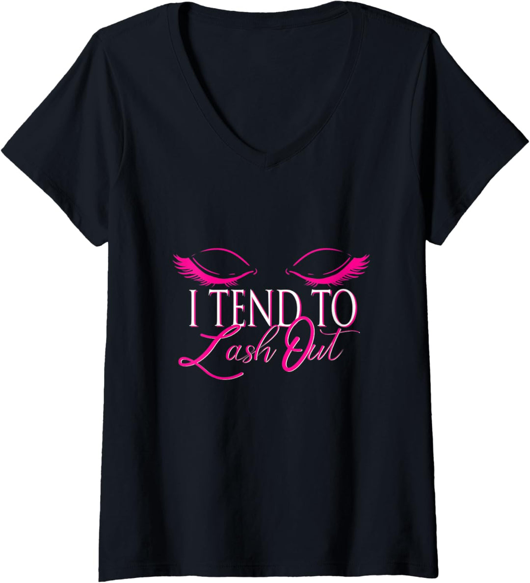 Damen Kosmetik MUA Beauty Salon Wimpern-Make-up-Künstler T-Shirt mit V-Ausschnitt