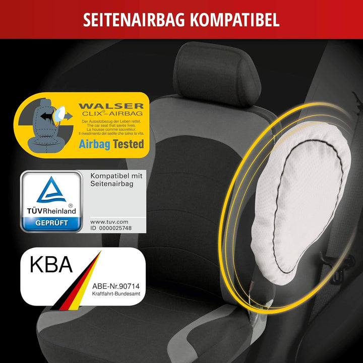 Walser Auto-Sitzbezug Komplettset Inde mit Reissverschluss, Zipp-IT Premium Auto-Schonbezüge für Nor