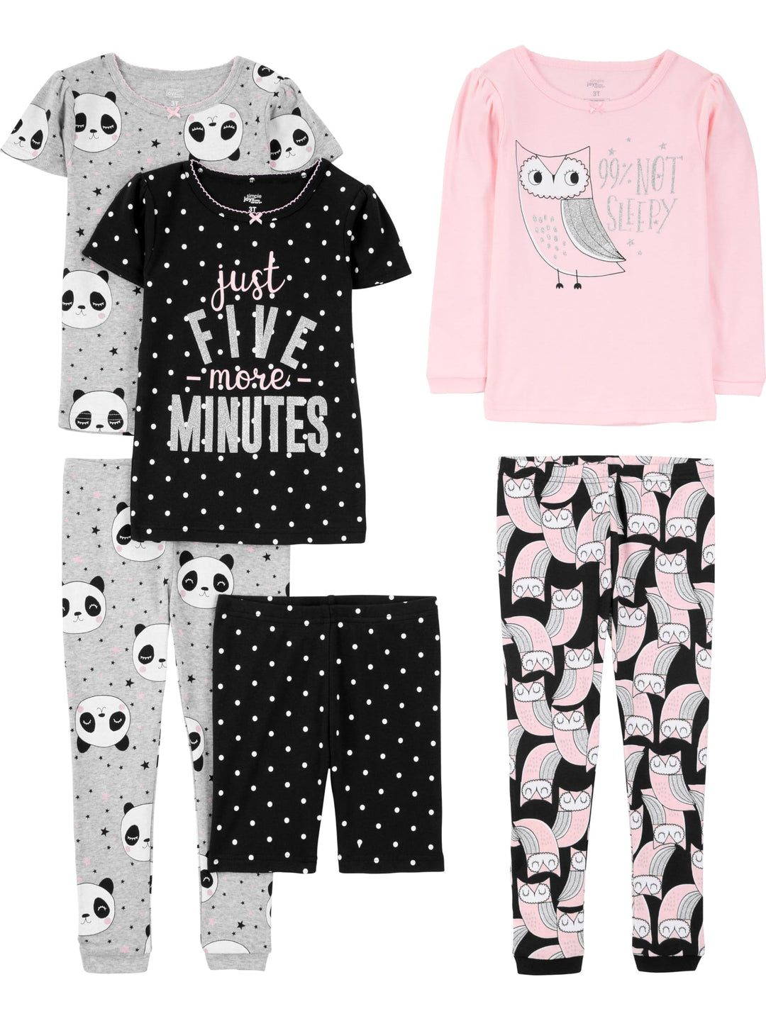 Simple Joys by Carter's Mädchen 6-Piece Snug Fit Cotton Pajama Set Pyjamaset (3er Pack) 6-9 Monate G