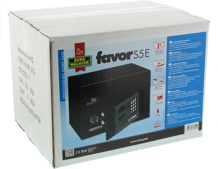 BURG-WÄCHTER Möbeltresor mit elektronischem Zahlenschloss, inkl. Fachboden, 17,8 l, 7,0 kg, Favor S5
