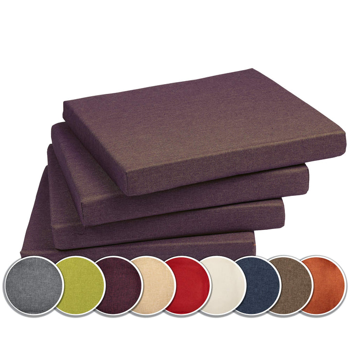 sunnypillow 4er Set Stuhlkissen mit Bindebänder - 40 x 40 x 5 cm - Sitzkissen Outdoor für Stühle/Bän