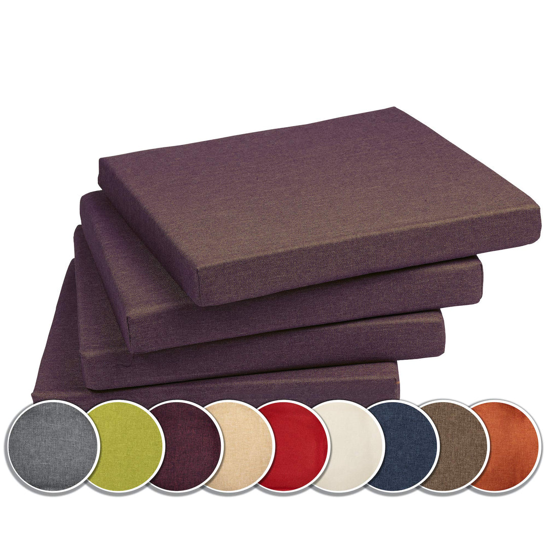 sunnypillow 4er Set Stuhlkissen mit Bindebänder - 40 x 40 x 3 cm - Sitzkissen Outdoor für Stühle/Bän