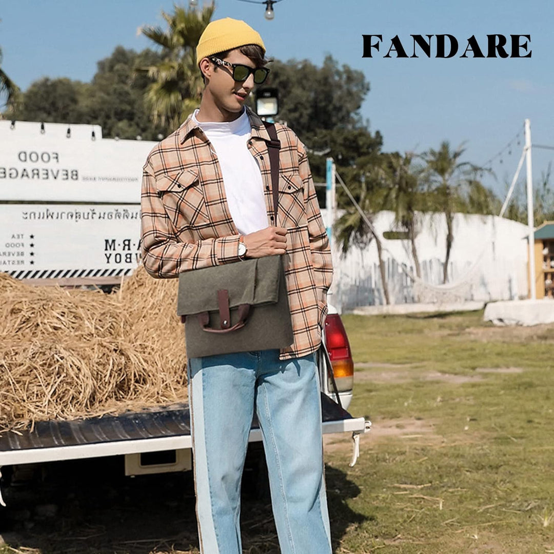 FANDARE Retro Umhängetasche Handtasche Schultertasche Herrentasche Segeltuch Kuriertasche Messenger-