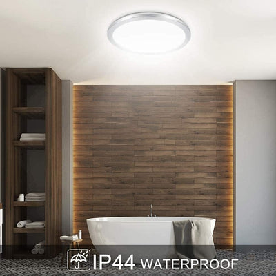 PADMA 18W LED Deckenlampe Badezimmer Wasserdicht IP44 Modern Silber Ultradünn Deckenleuchte Bad 6000