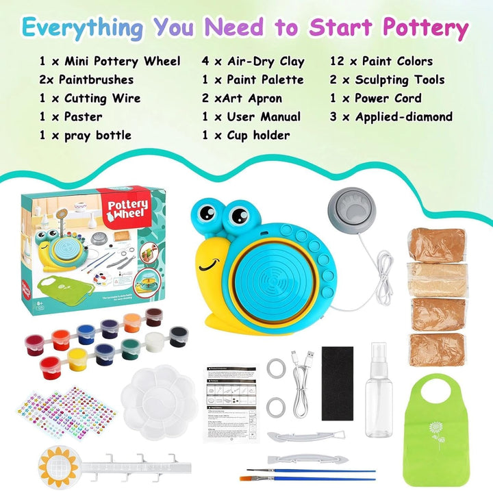 Töpferset für Kinder,Töpferscheibe Elektrisch für Kinder,Pottery Set DIY Töpfern Bastelset,Mini Töpf