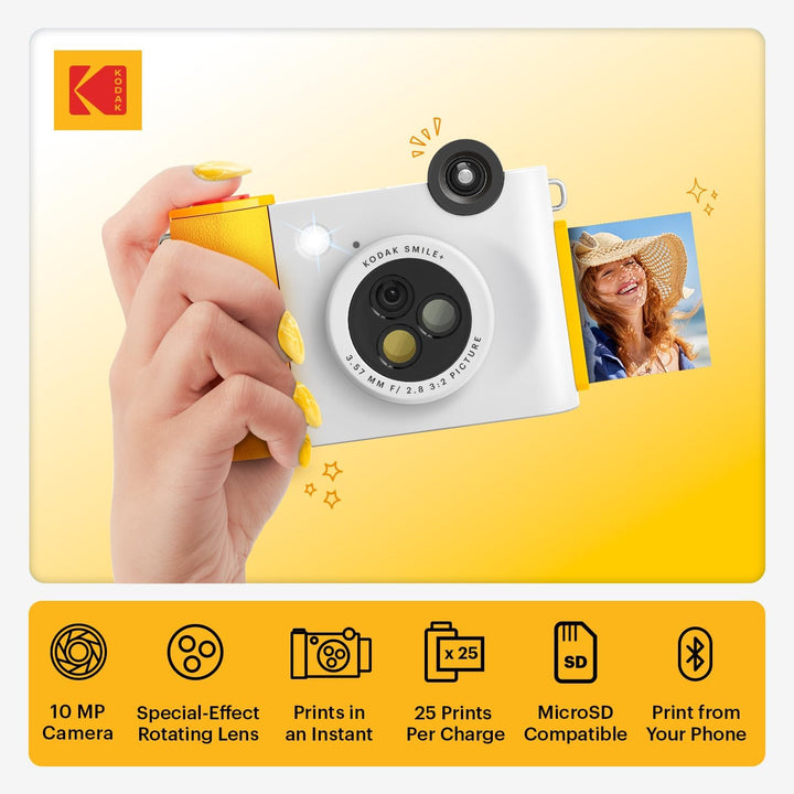 Kodak Smile+ 2-in-1 Digitale Sofortbildkamera & kabelloser Bluetooth-Fotodrucker - 10MP, Spezialeffe