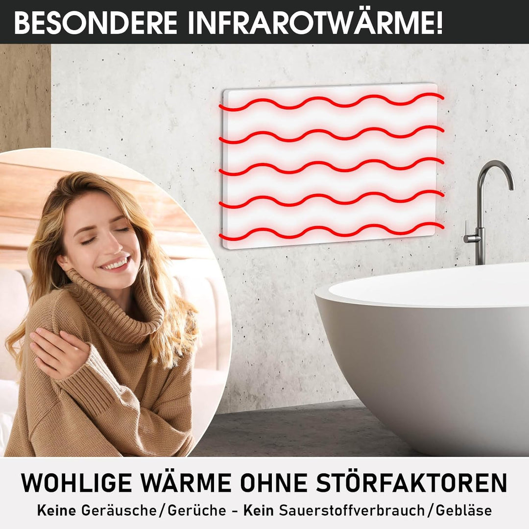 BRAST® Infrarotheizung mit Thermostat | 300-1100 Watt | Made in Europe | Inkl. Wandhalterung Standsy