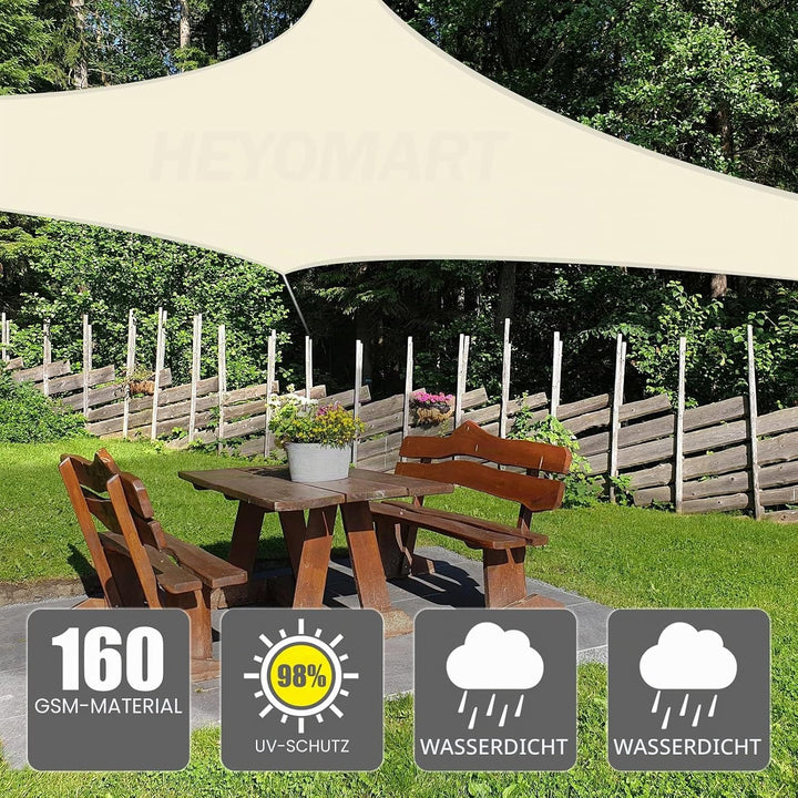 Sonnensegel Sonnenschutz inkl Befestigungsseile PES Polyester Wasserdicht 3 x 3m Quadrat Sonnensegel