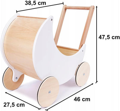 COIL Puppenwagen Lauflernwagen, Lauflernhilfe, aus Holz, Gummiräder, Kinderspielzeug