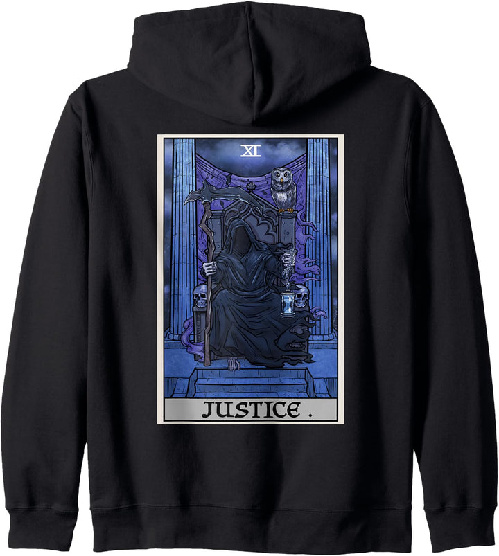 Gerechtigkeits-Tarot Karte Sensenmann Halloween Gothic Hexe Horror Kapuzenjacke