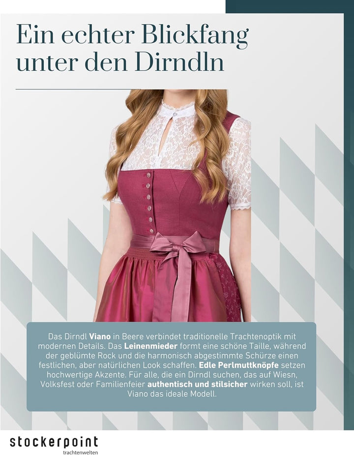 Stockerpoint Damen Dirndl Viano Kleid für besondere Anlässe 32 Beere, 32 Beere