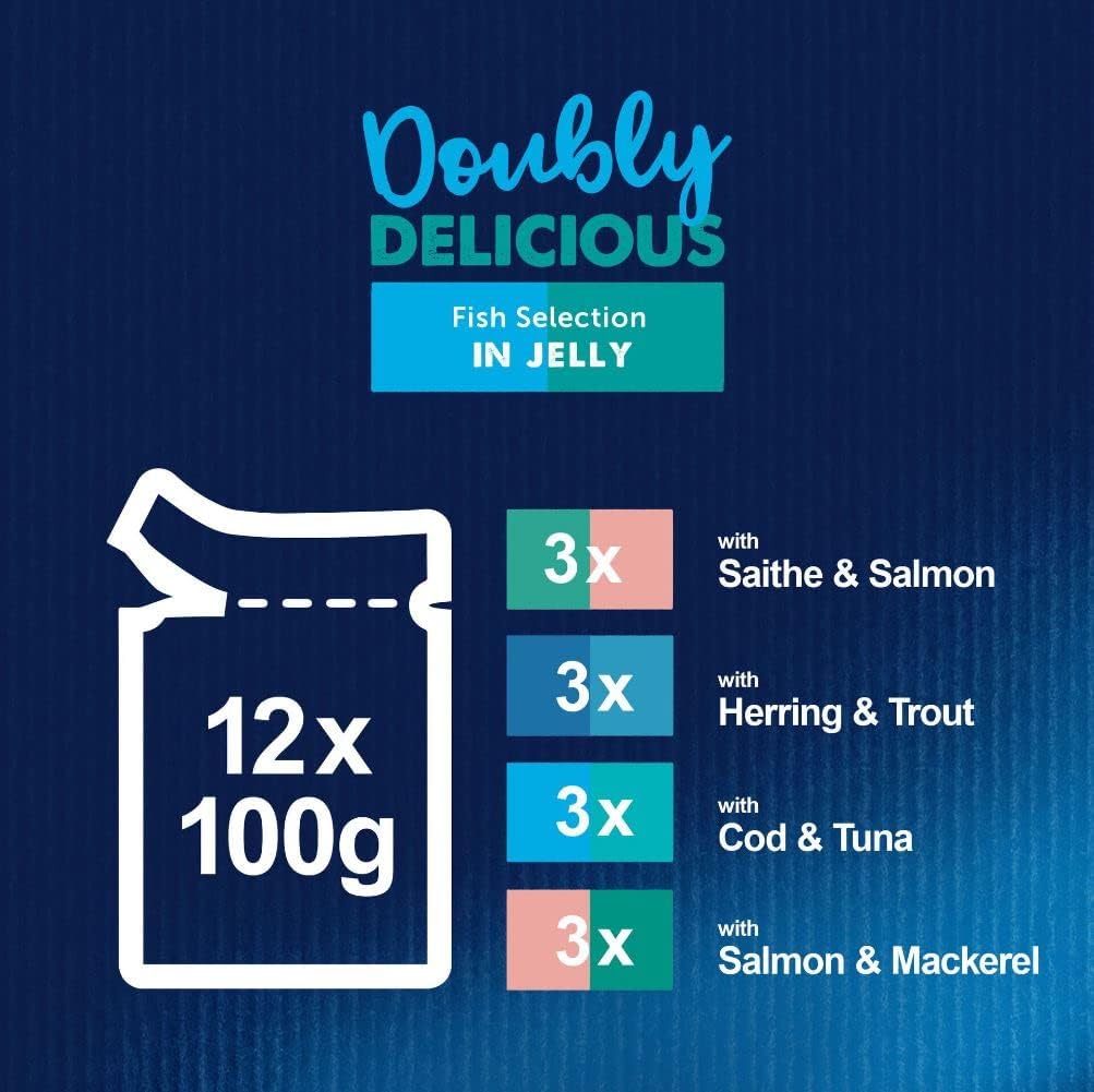 Felix Doubly Delicious Katzennassfutter für Kätzchen, Fisch in Gelee, 4 x 12 x 100 g Beutel Fisch 10