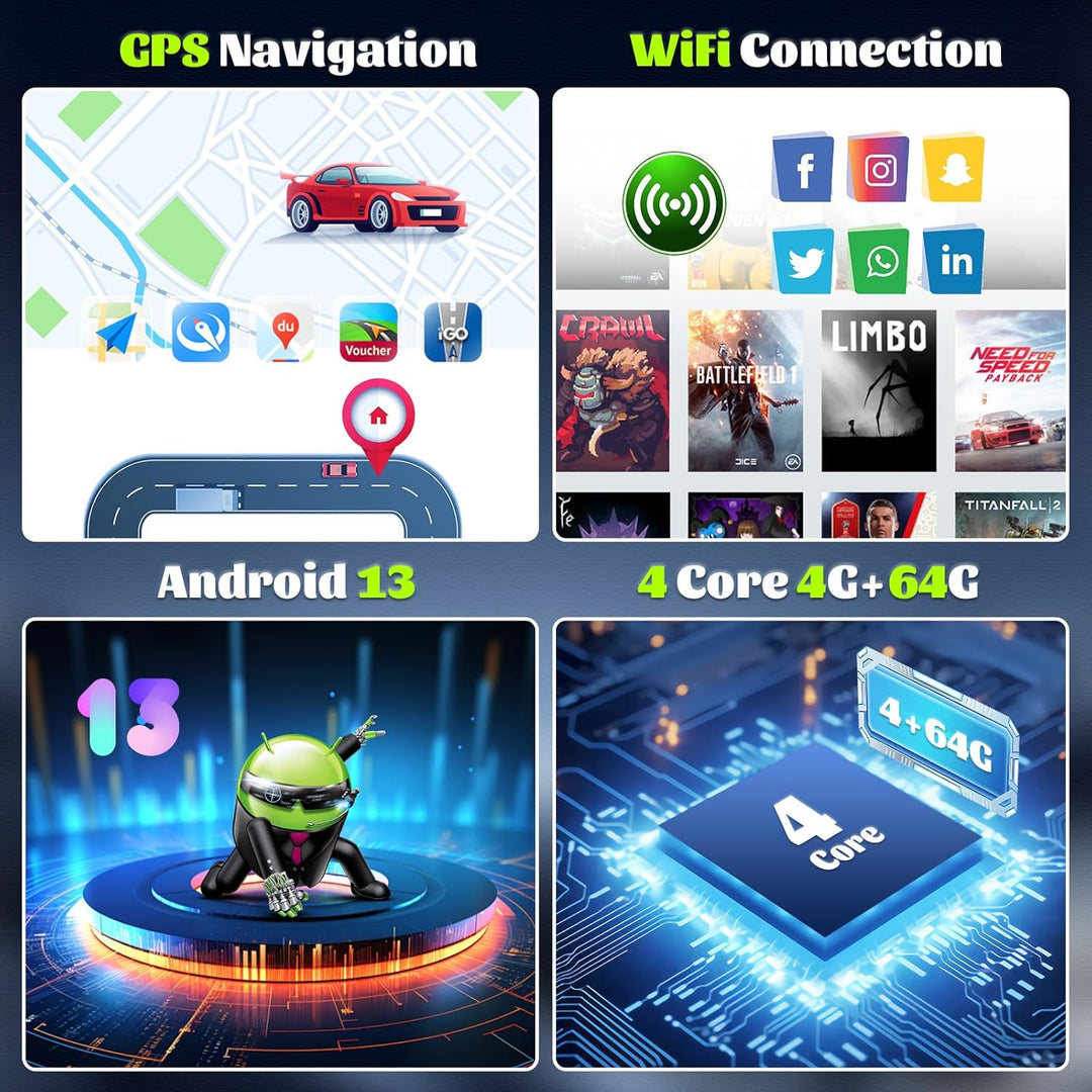Android 15, 4G+64G CAMECHO Autoradio für Hyundai i10 2007-2013 mit Wireless Carplay Android Auto Mir