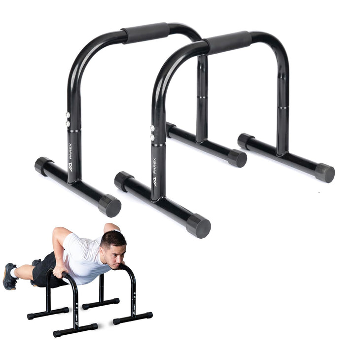 Parex Parallettes aus Stahl, gelenkschonende & rutschfeste Liegestützgriffe, Calisthenics Equipment