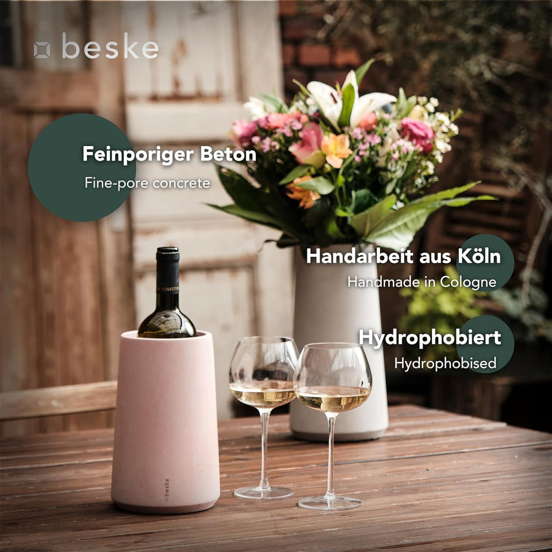 Beton Weinkühler Flaschenkühler 'Eiskar' der Beske-Manufaktur (Ø 14cm, h21,5cm) für Flaschen bis Ø9,