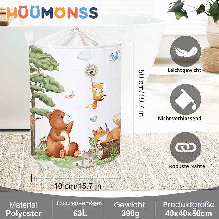 Gross Wäschekorb Wasserdicht Aufbewahrungskorb für Kinder, 63L | Aufbewahrungsbox mit Stoff, Kleidun