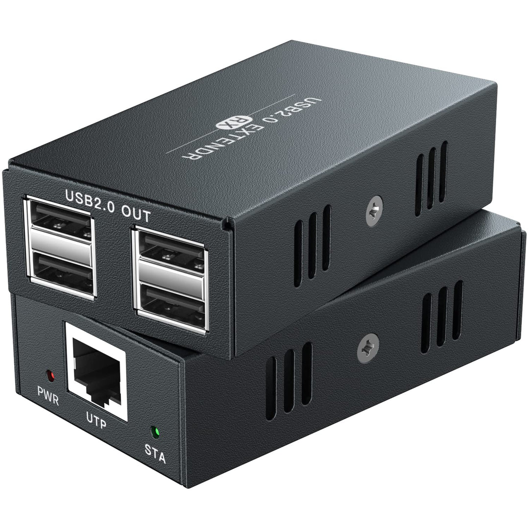 USB Extender 4 USB 2.0 Over Ethernet 50,3 m Cat5e/6/7 USB-Hub ohne Treiber für Webcam, Drucker, Tast