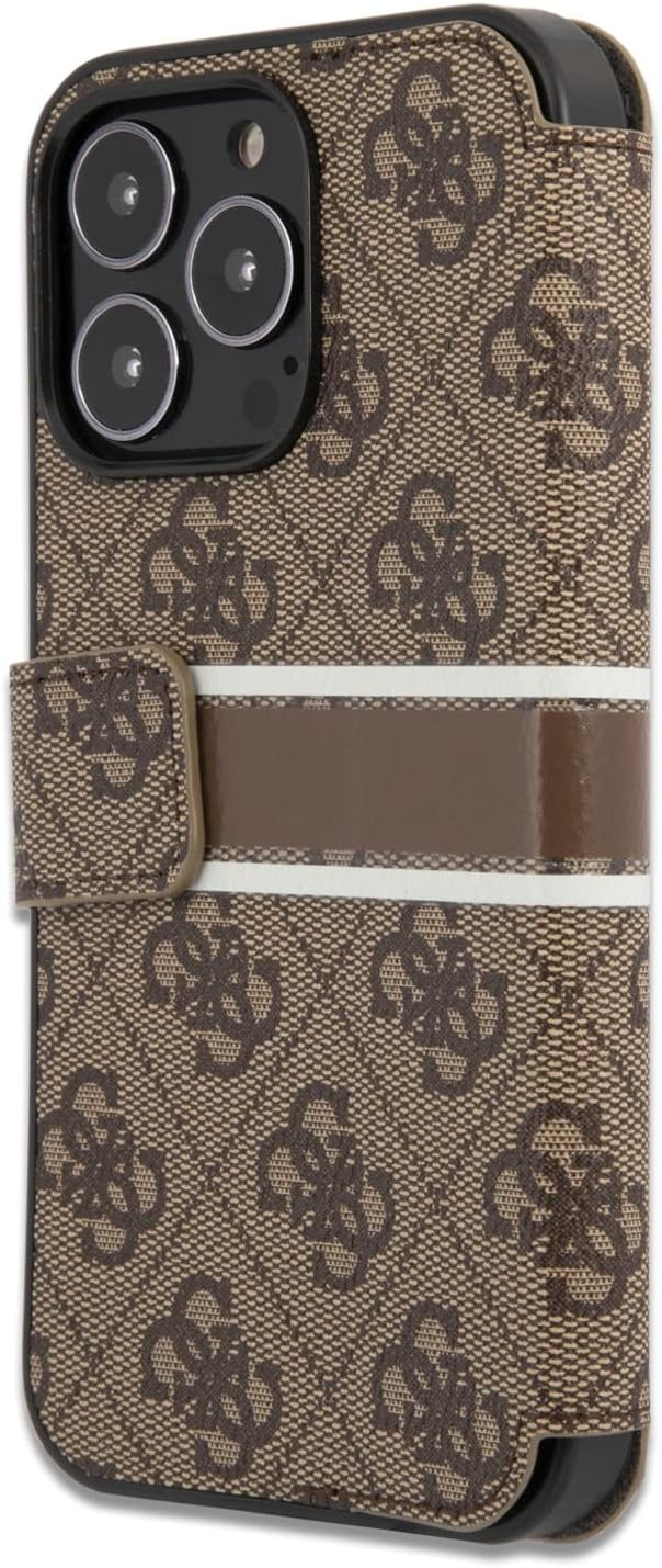 Guess Book Case 4G Stripe Hülle für iPhone 13 Pro, GUBKP13L4GDBR, Braun Brown, Brown