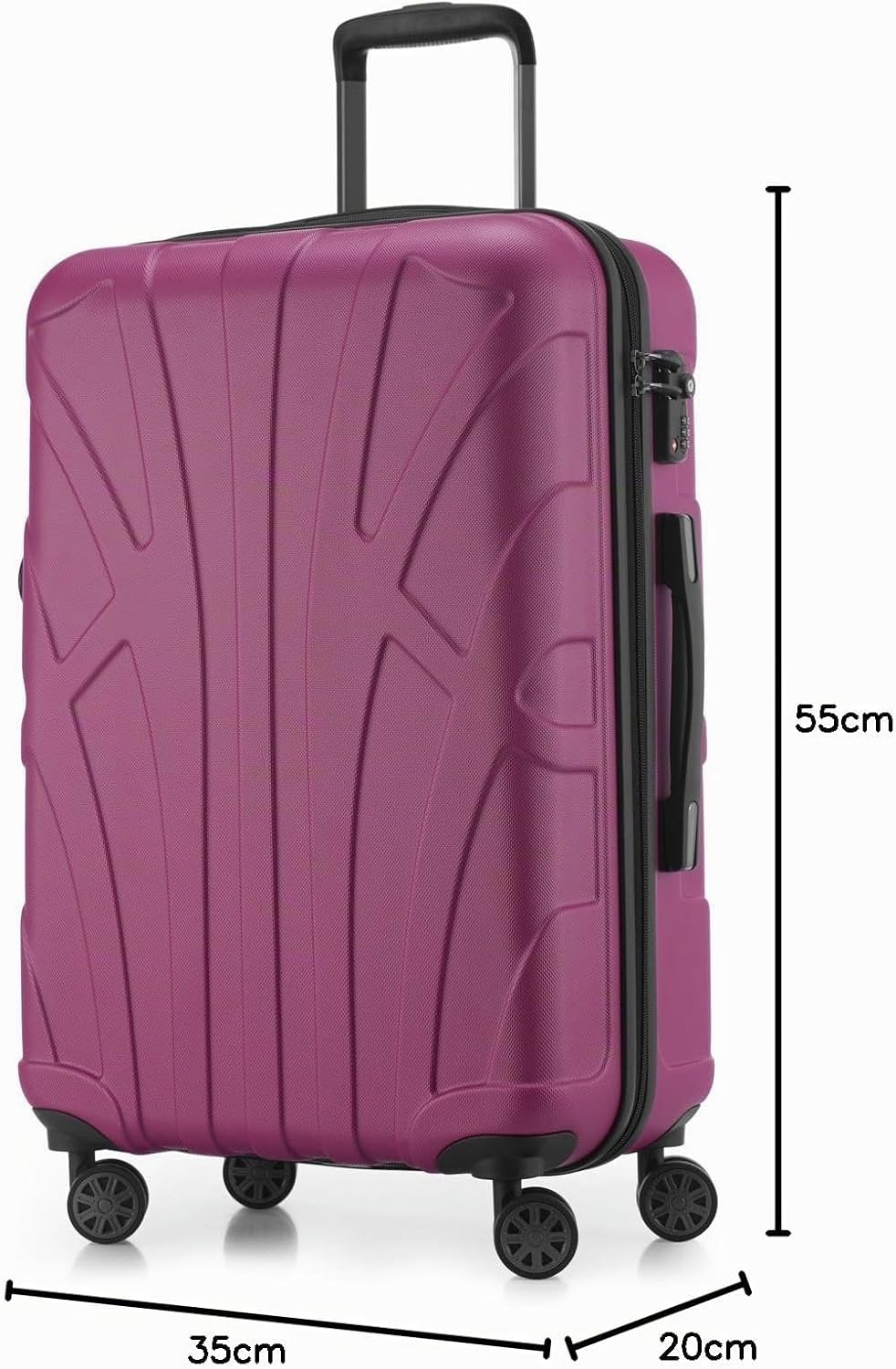suitline Handgepäck Hartschalen-Koffer Koffer Trolley Rollkoffer Reisekoffer, TSA, 55 cm, ca. 34 Lit