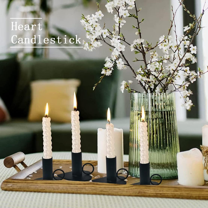 Kerzenständer Set, Stabkerzenhalter 4 Stück Schwarze Kerzenhalter Retro Candlelight Dinner Kerzenhal