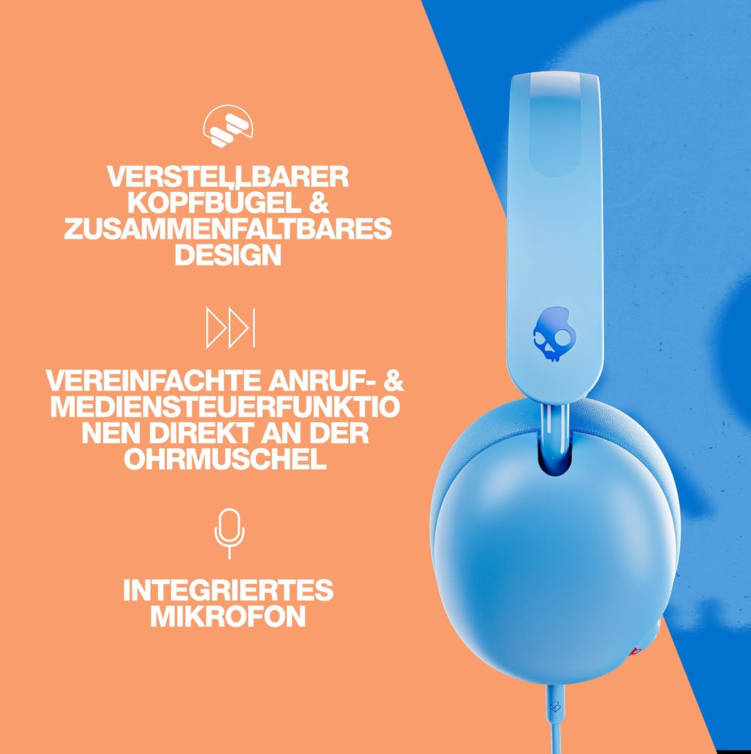 Skullcandy Grom Kabelgebundener Over-Ear-Kopfhörer für Kinder, Lautstärkebegrenzung, gemeinsam nutzb