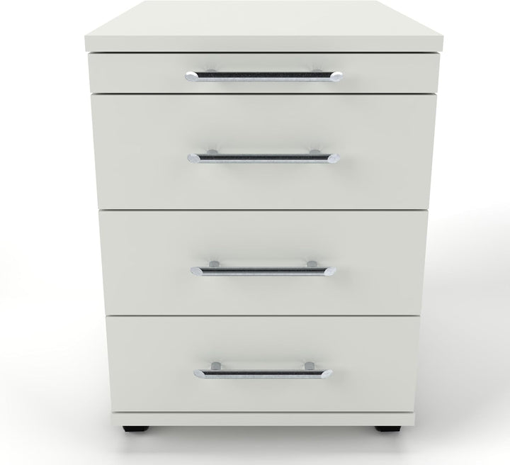 Rollcontainer CADI Home 43×58×59 cm – Bürocontainer in Weiss mit Orga- &amp; 3 Universal-Schubladen, Met