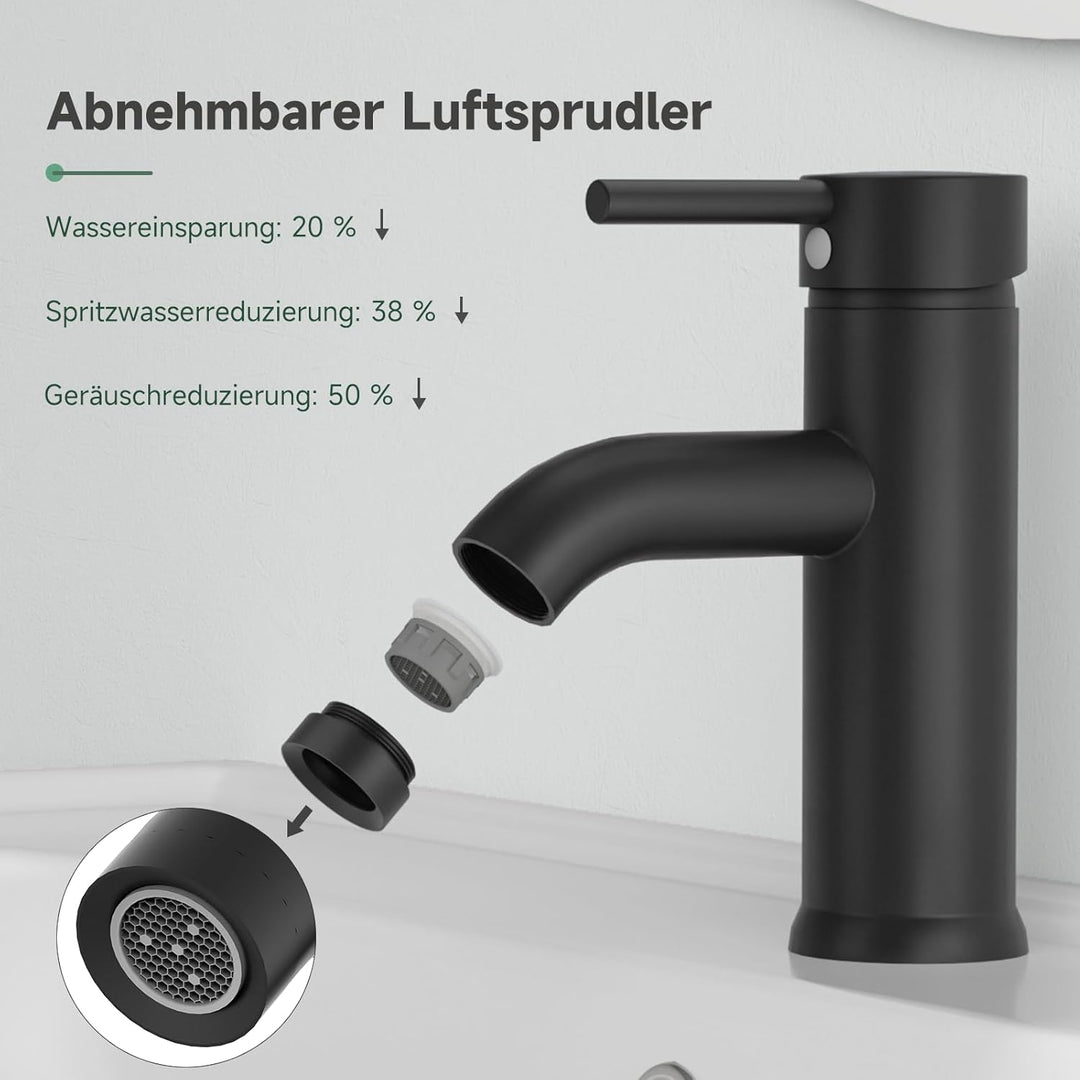 Wasserhahn Bad Schwarz, Messing Einhebelmischer Waschbecken Armaturen, Mischbatterie Waschbecken mit