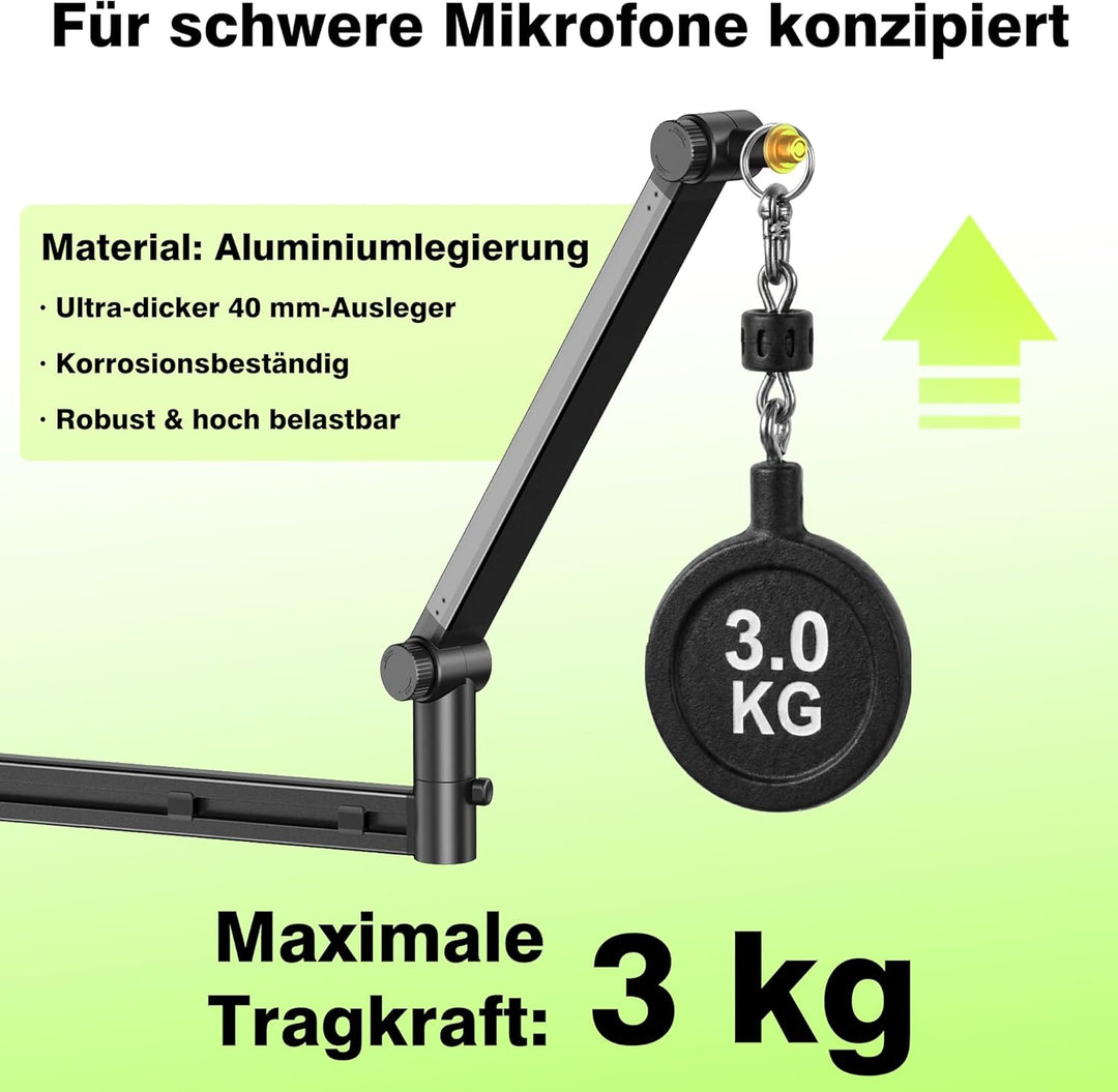 Mikrofon Arm | Low Profile Mikrofonarm [Max. 3 KG Traglast] kompatibel mit Shure SM7B, MV7+ & Co.| G