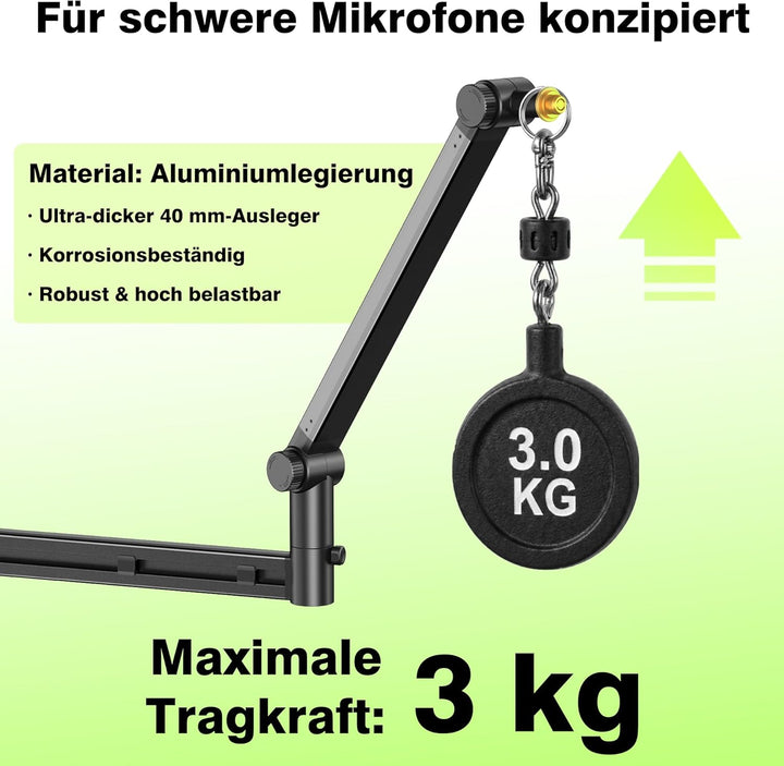 Mikrofon Arm | Low Profile Mikrofonarm [Max. 3 KG Traglast] kompatibel mit Shure SM7B, MV7+ & Co.| G