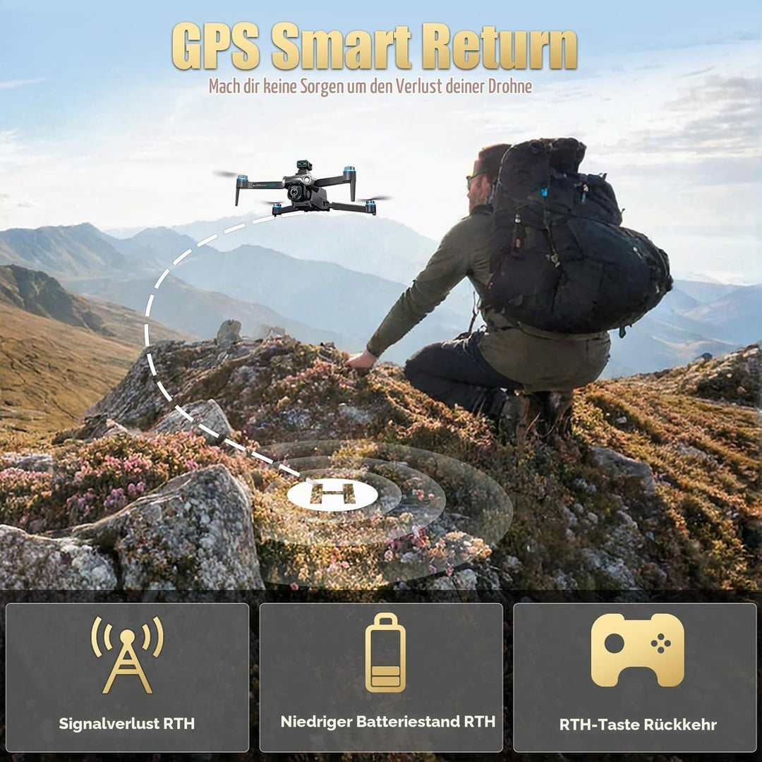 OBEST GPS Drohne mit 4K Kamera für Erwachsene Faltbare FPV Drone Fernbedienung mit 5.9" Bildschirm S