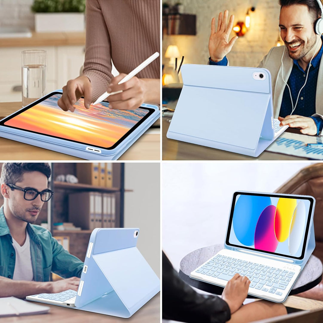Hülle mit Tastatur für IPad 11/10 Generation (2025/2022, 11/10.9 Zoll) -Abnehmbare Magnetische Schut